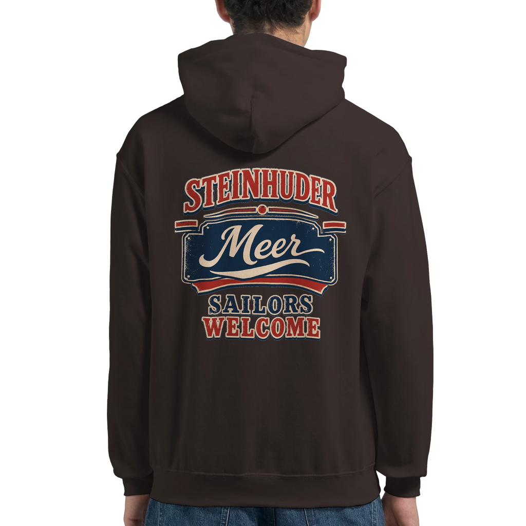 Hoodie in Aschgrau mit Motiv „Sailors Welcome“