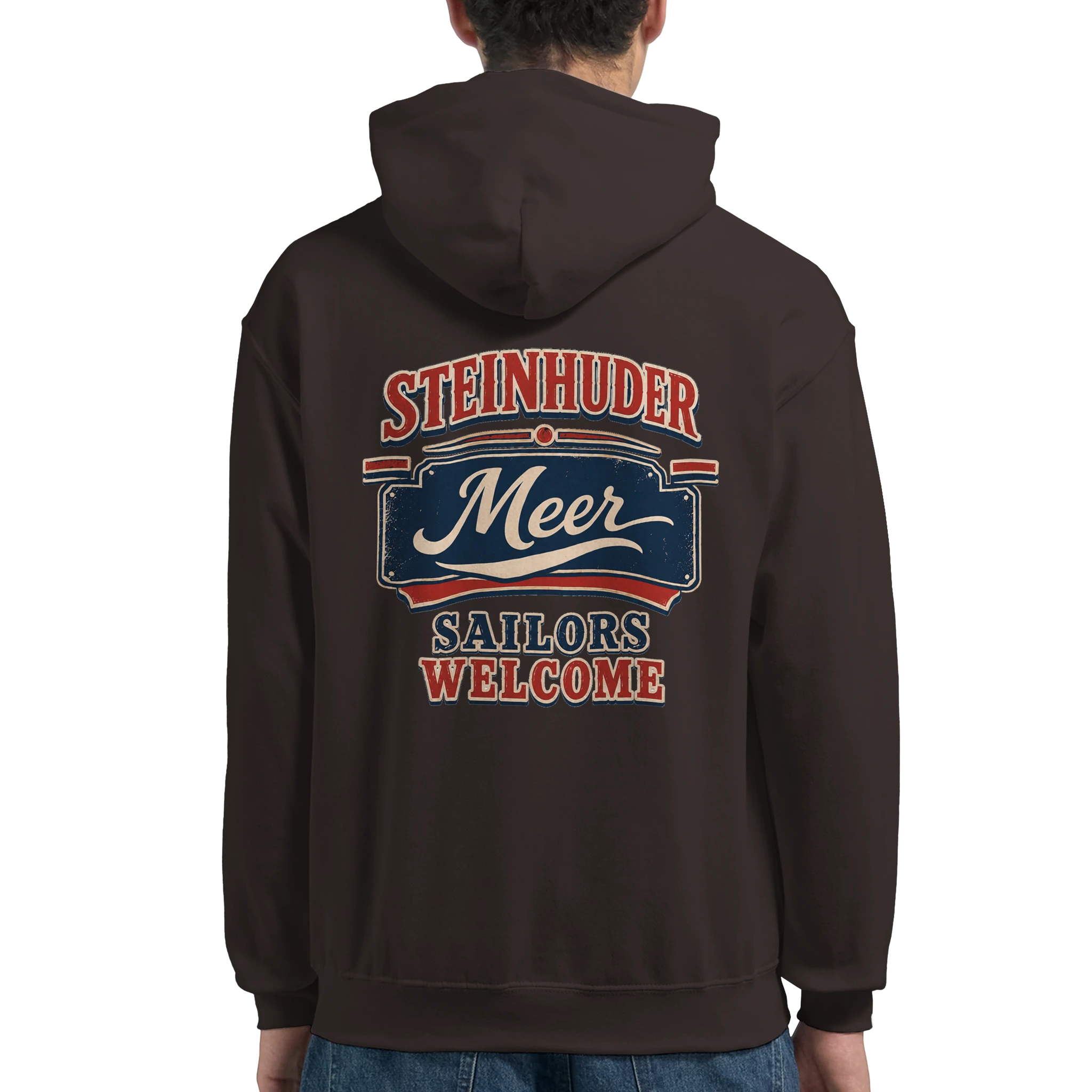 Hoodie in Aschgrau mit Motiv „Sailors Welcome“