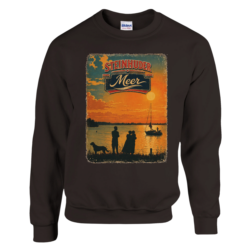 Pullover in Weiß mit Motiv „Familie beim Sunset“