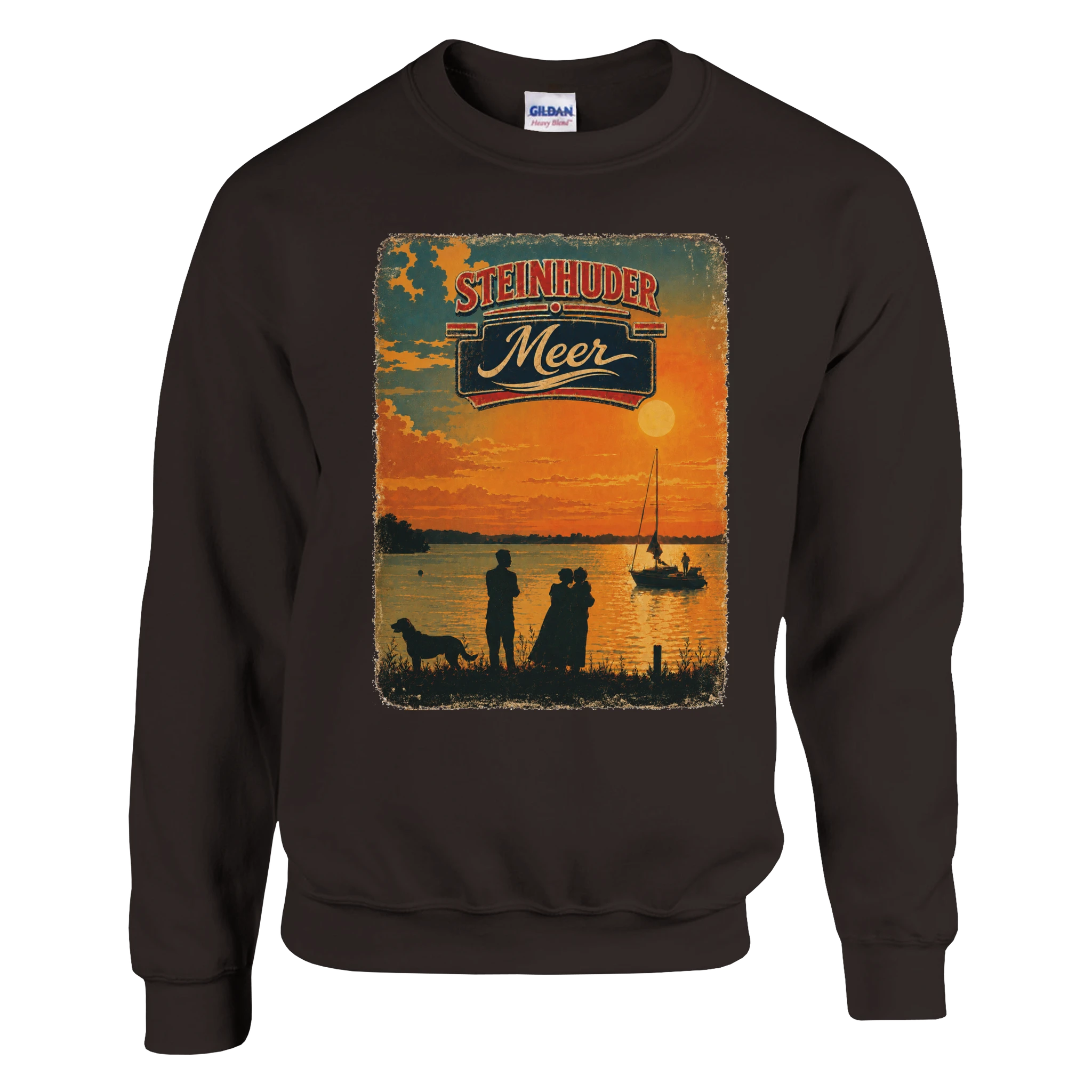 Pullover in Weiß mit Motiv „Familie beim Sunset“