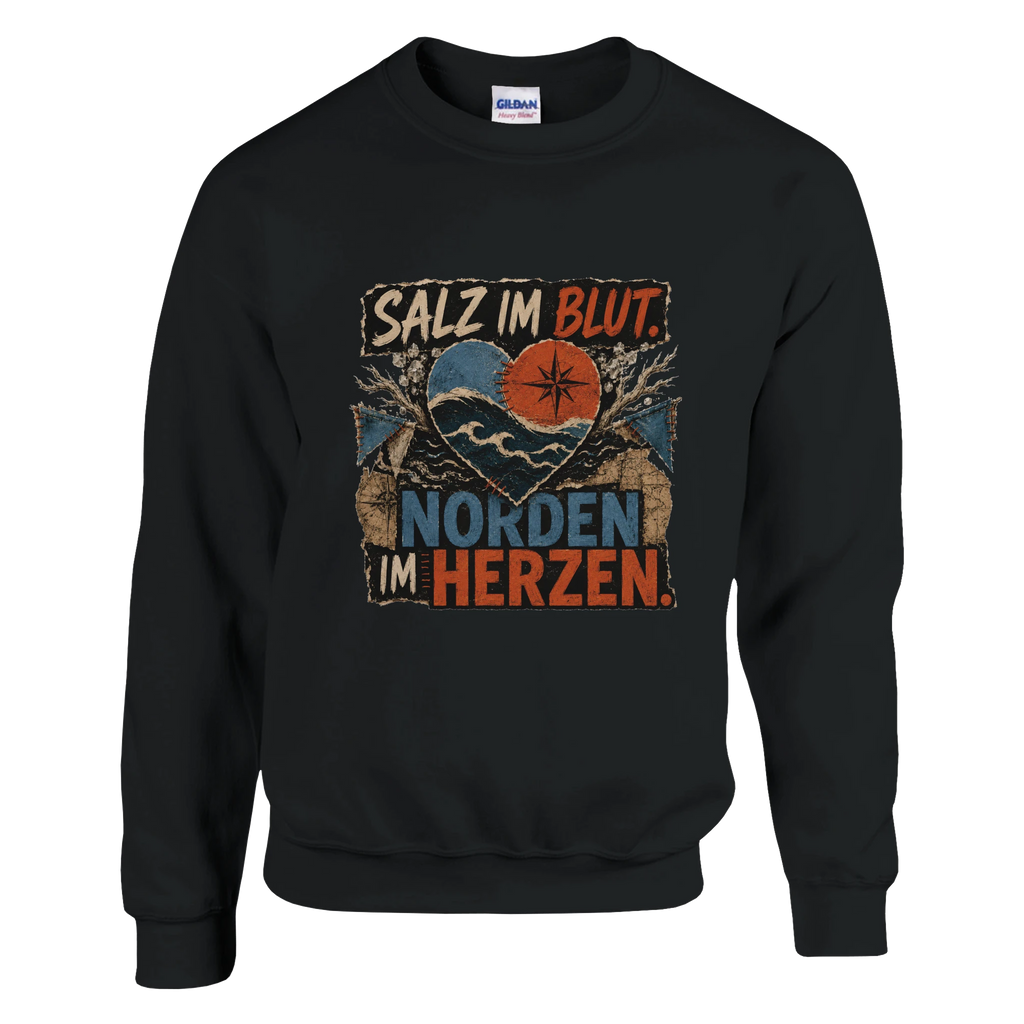 Pullover in Hellrosa mit Motiv „Salz im Blut. Norden im Herzen.“