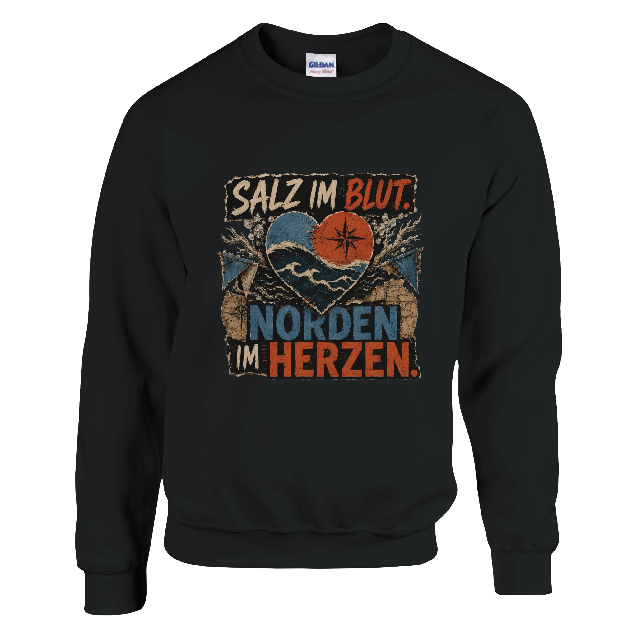 Pullover in Hellrosa mit Motiv „Salz im Blut. Norden im Herzen.“
