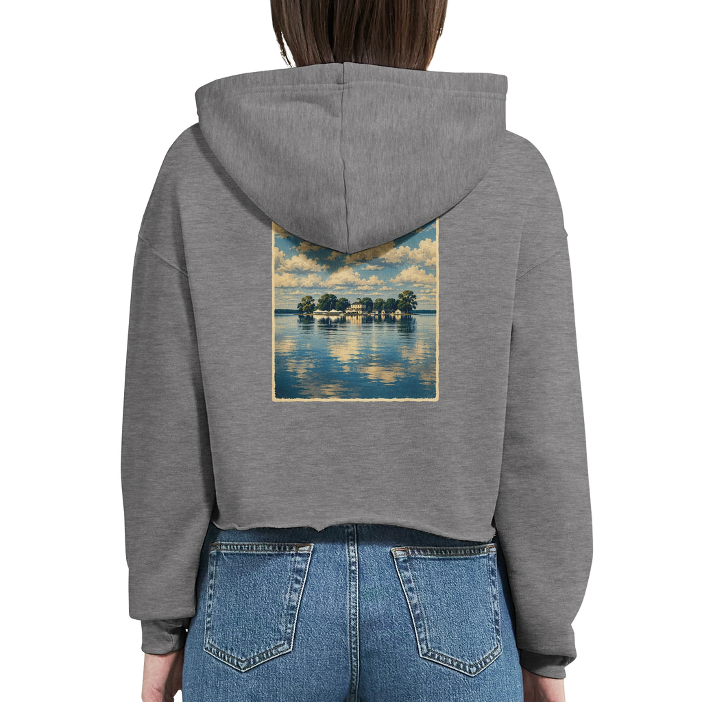 Damen-Hoodie in Weiß mit Motiv „Wilhelmstein im Steinhuder Meer“