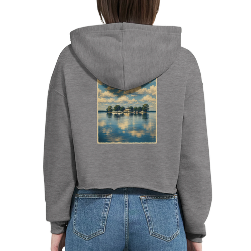 Damen-Hoodie in Weiß mit Motiv „Wilhelmstein im Steinhuder Meer“