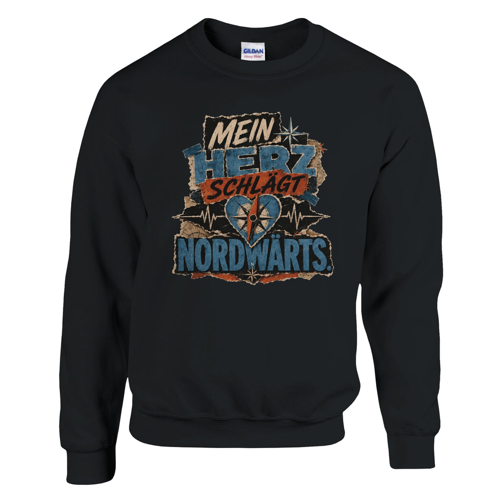 Pullover in Hellrosa mit Motiv „Mein Herz schlägt NORDWÄRTS.“