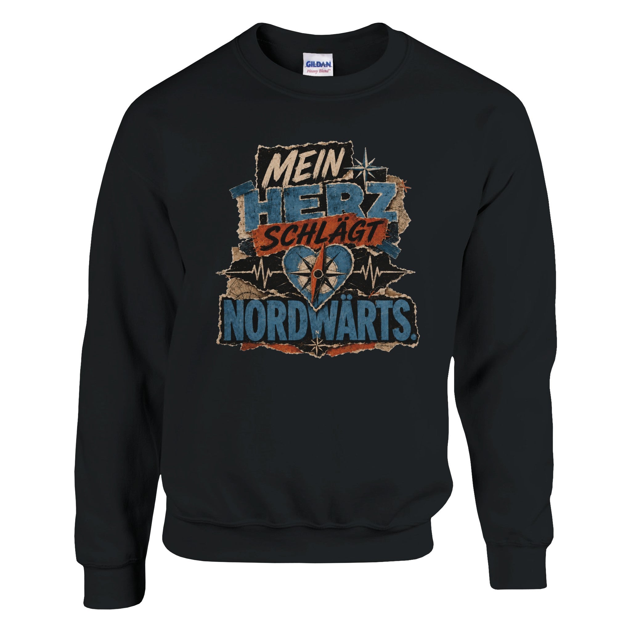 Pullover in Hellrosa mit Motiv „Mein Herz schlägt NORDWÄRTS.“