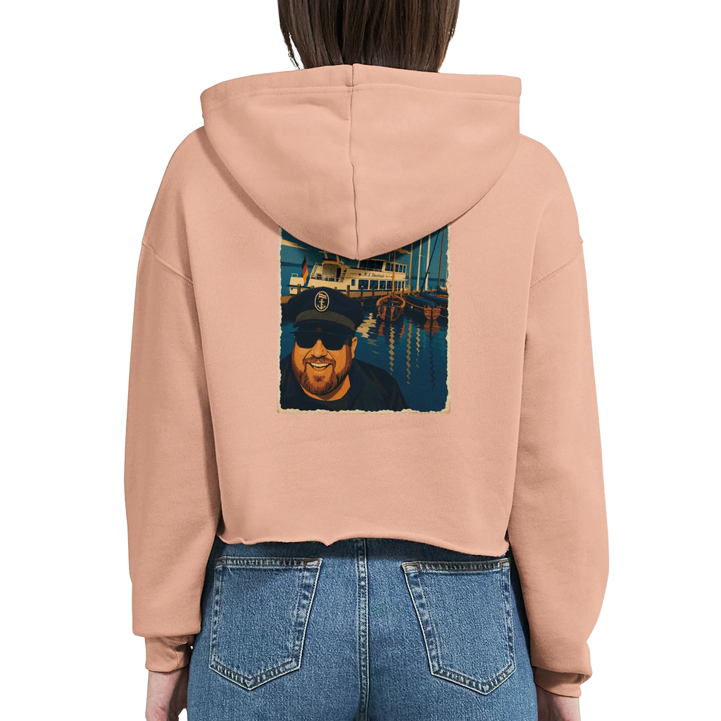 Damen-Hoodie in Weiß mit Motiv „Kapitän an Bord“
