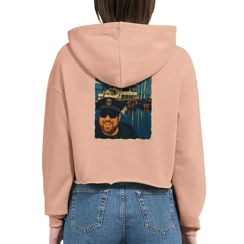 Damen-Hoodie in Weiß mit Motiv „Kapitän an Bord“