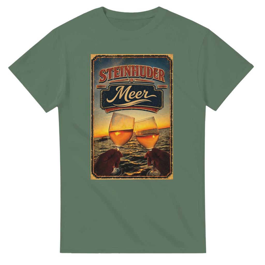 T-Shirt in Natur mit Motiv „Stößchen bei Sunset“