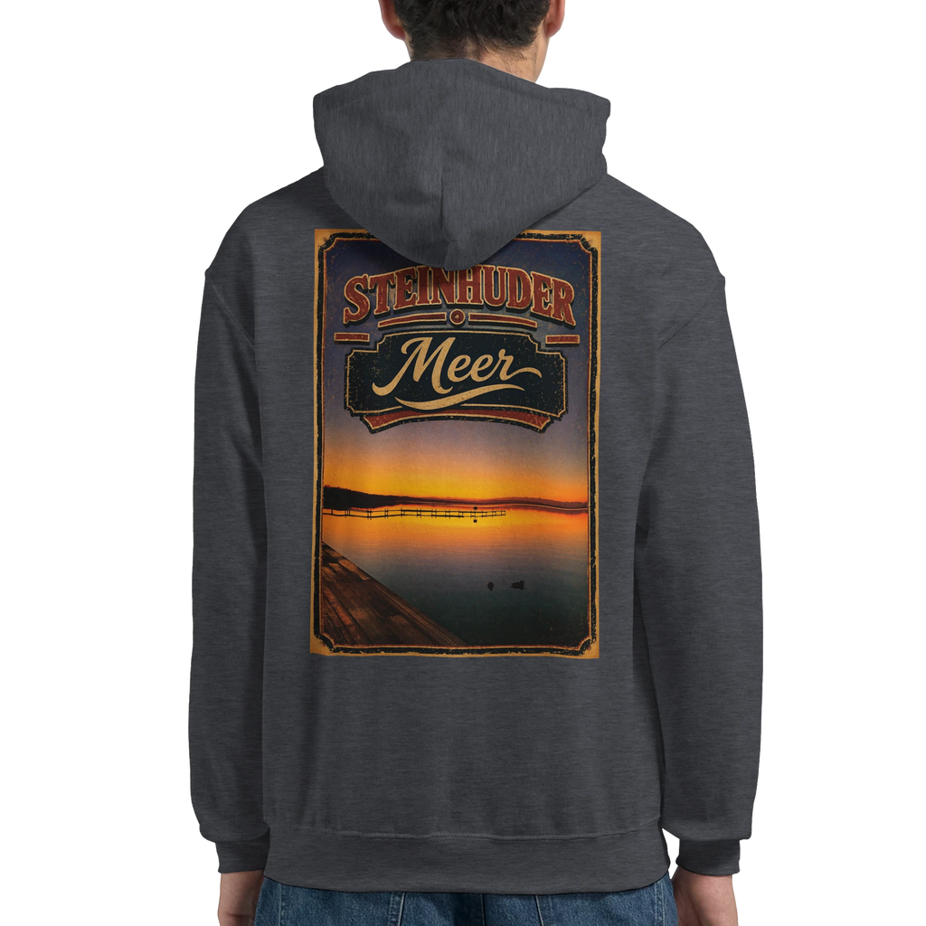 Hoodie in Weiß mit Motiv „Steg an der Planke“