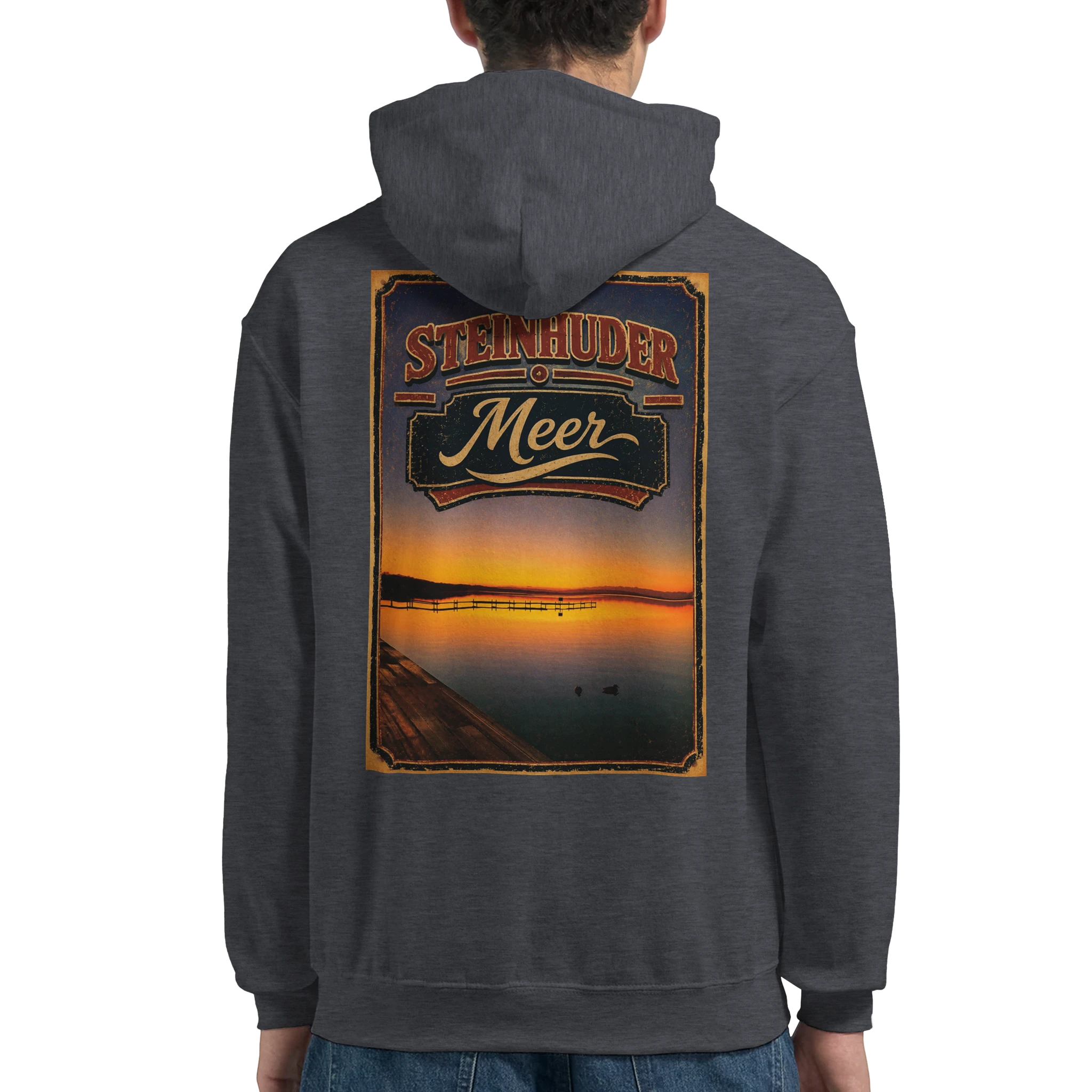 Hoodie in Weiß mit Motiv „Steg an der Planke“