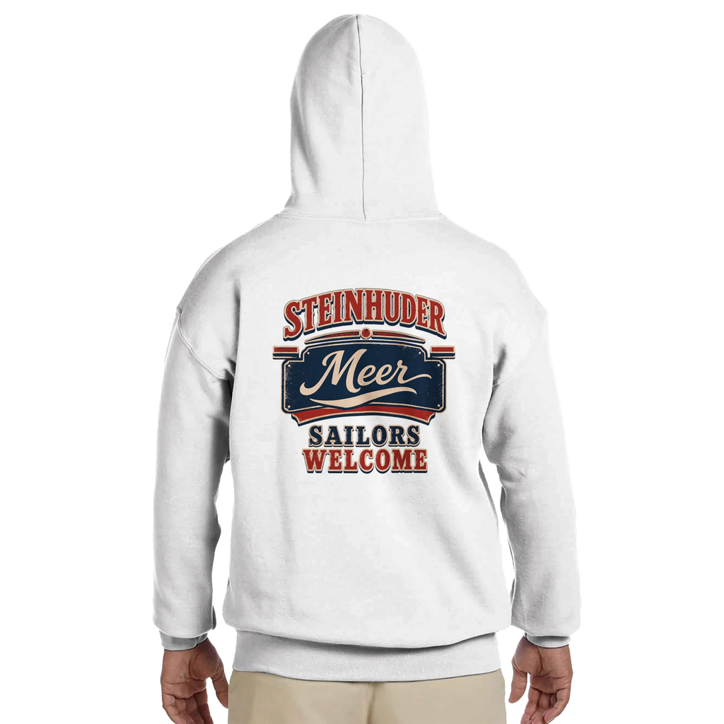 Hoodie in Aschgrau mit Motiv „Sailors Welcome“