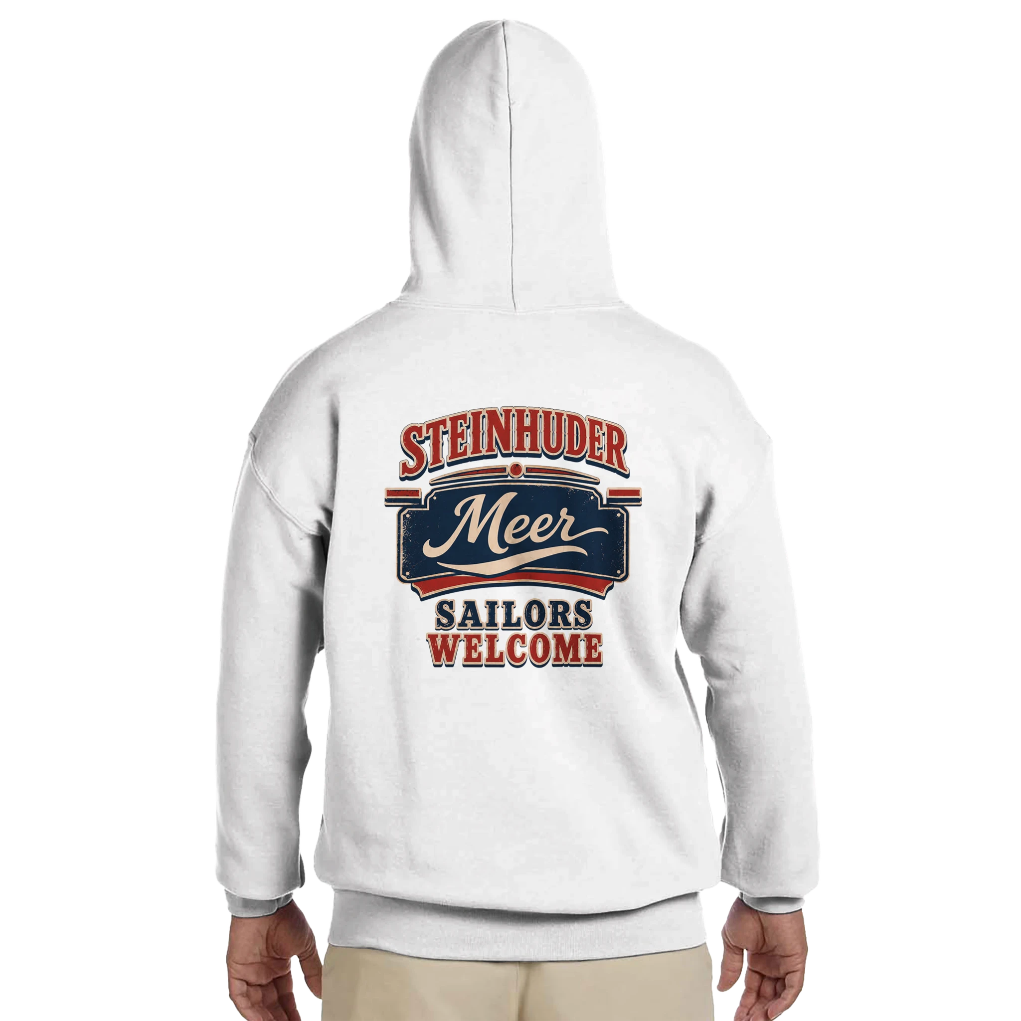 Hoodie in Aschgrau mit Motiv „Sailors Welcome“