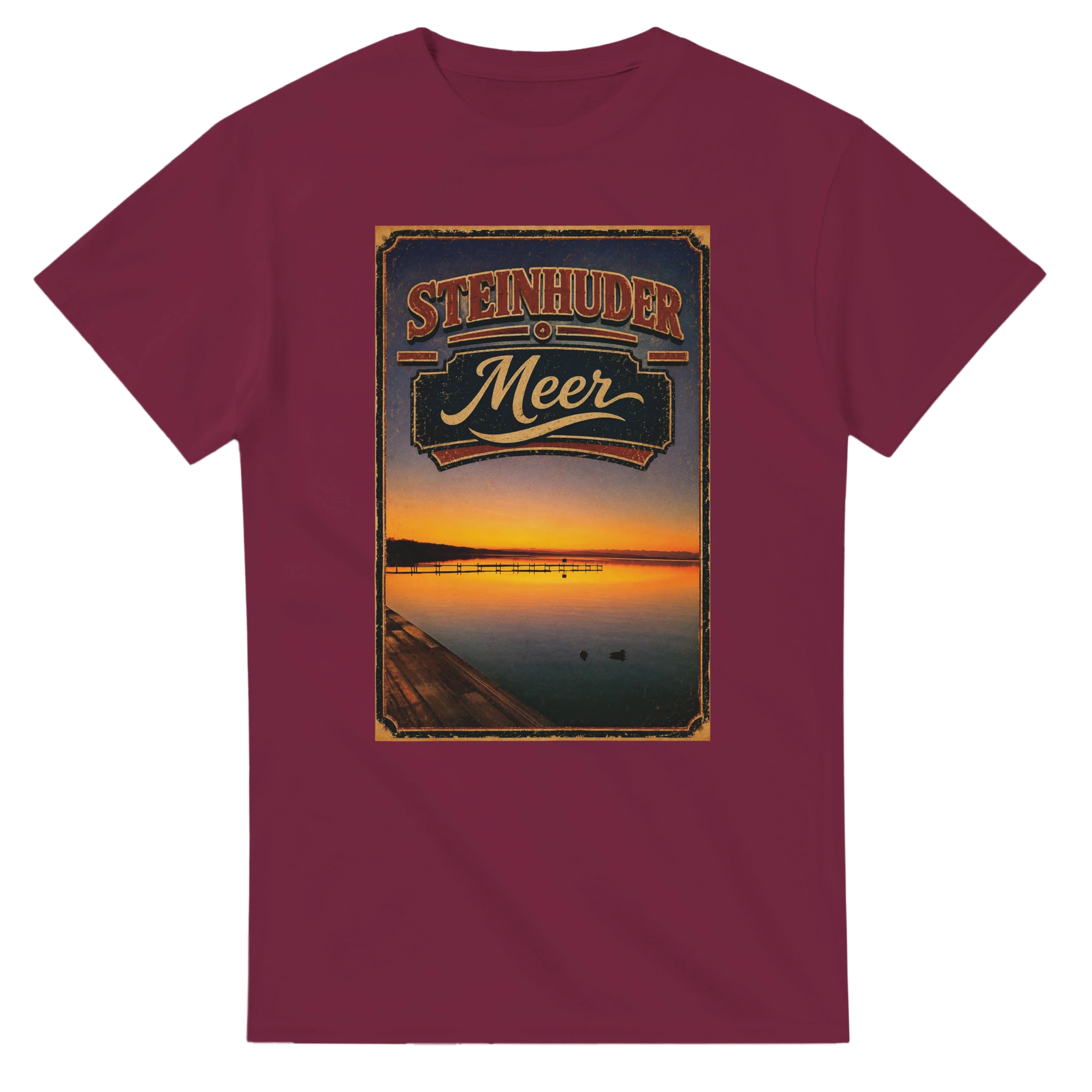 T-Shirt in Weiß mit Motiv „Steg an der Planke“