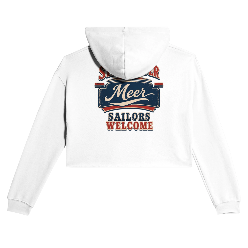 Damen-Hoodie in Pfirsich mit Motiv „Sailors Welcome“