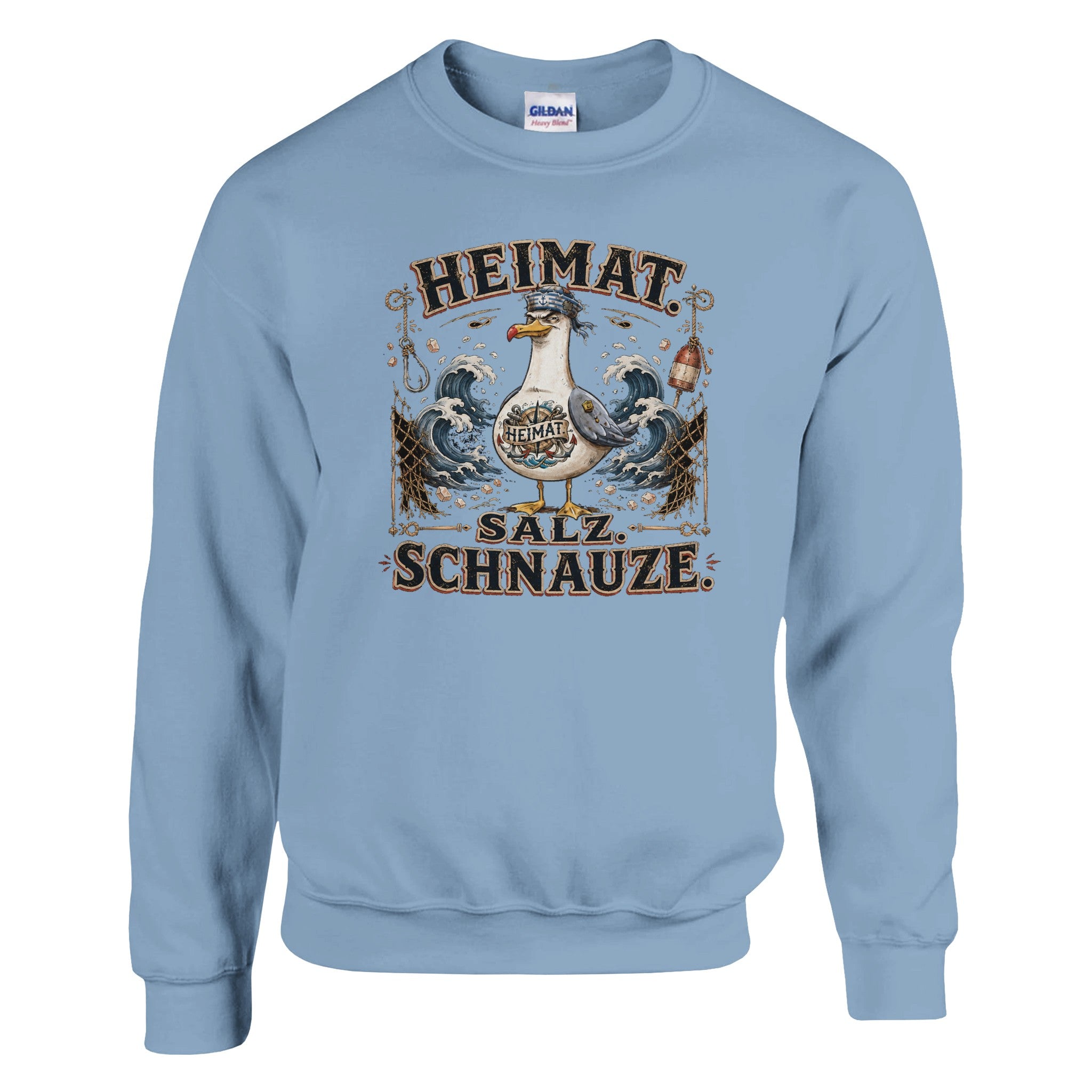 Pullover in Hellrosa mit Motiv „Heimat Salz Schnauze“