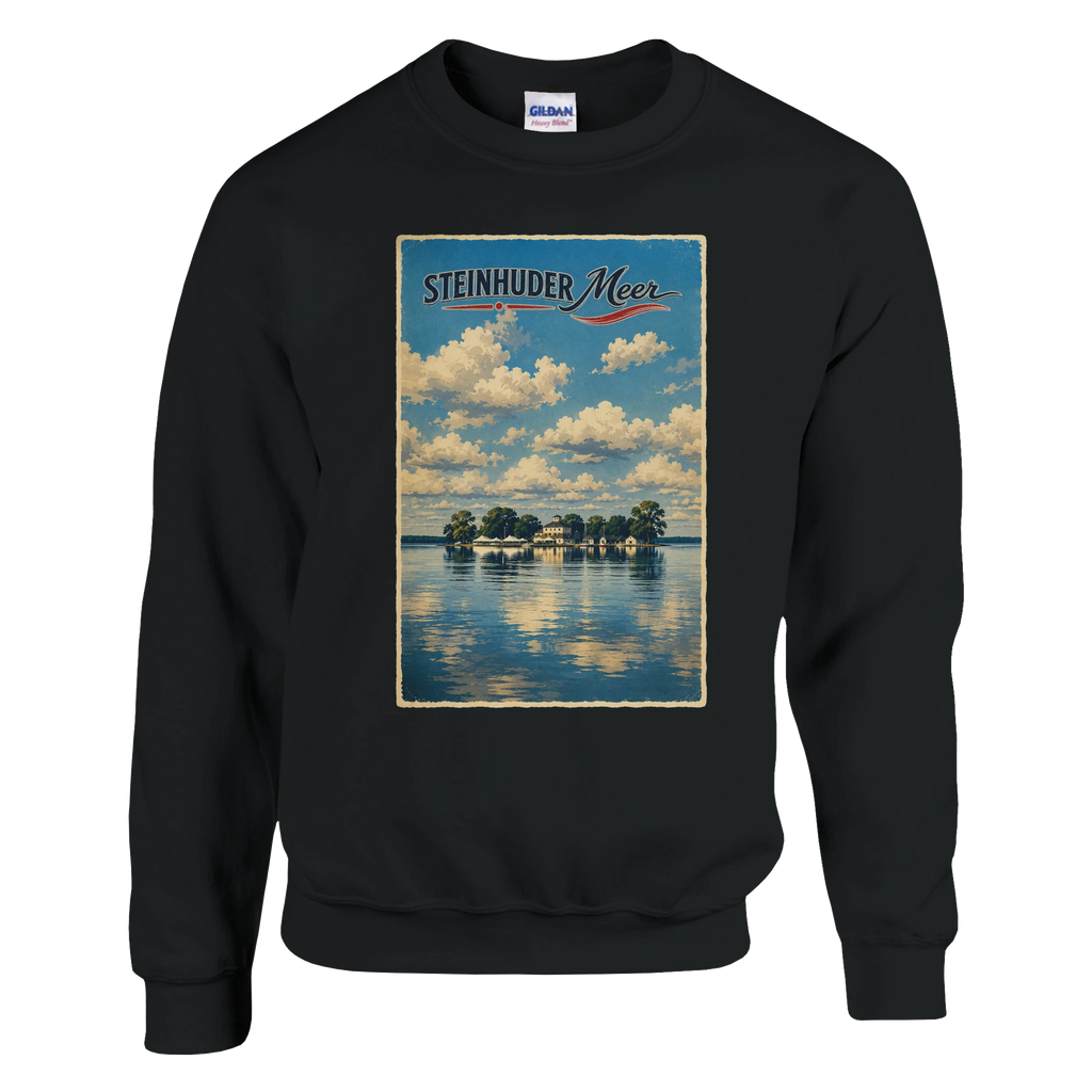 Pullover in Aschgrau mit Motiv „Wilhelmstein im Steinhuder Meer“