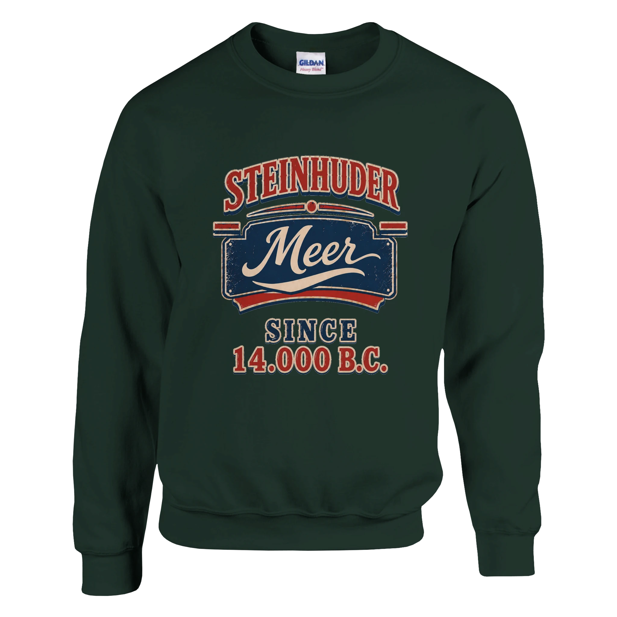 Pullover in Aschgrau mit Motiv „Since 14.000 B.C.“