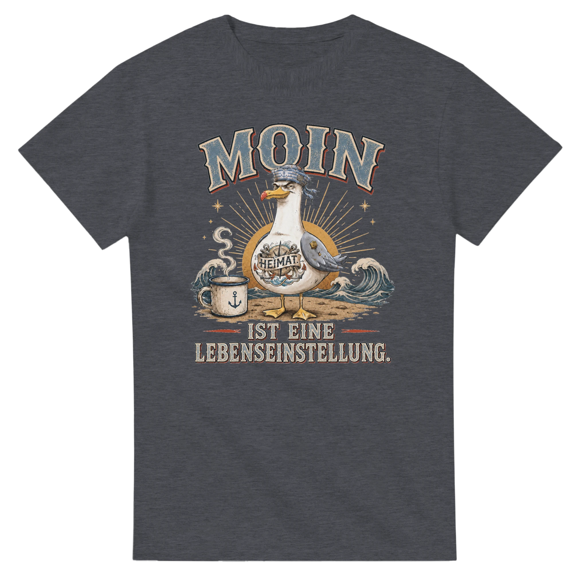 T-Shirt in Natur mit Motiv „Moin ist eine Lebenseinstellung“