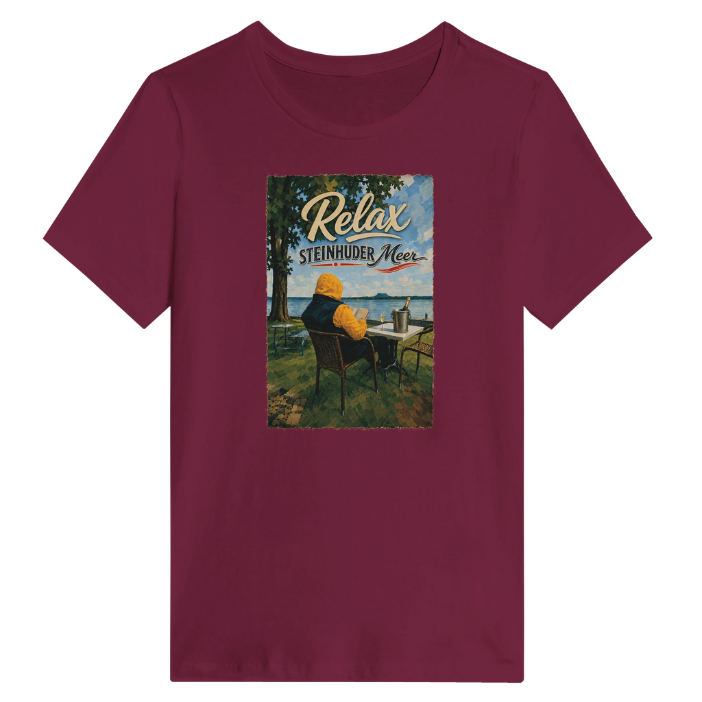 Damen-T-Shirt in Weiß mit Motiv „Relax und Champagner“