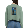 Damen-Pullover in Staubblau mit Motiv „Möwe auf Poller“