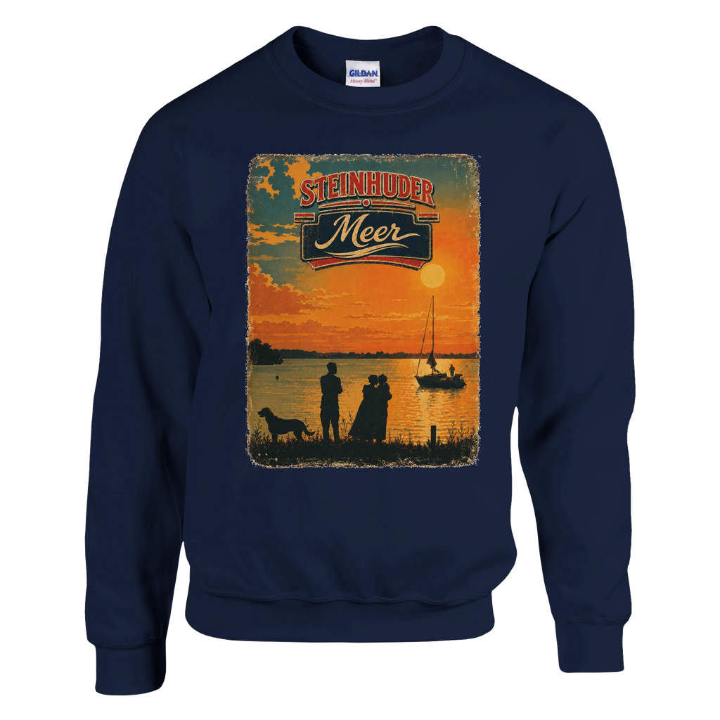 Pullover in Weiß mit Motiv „Familie beim Sunset“