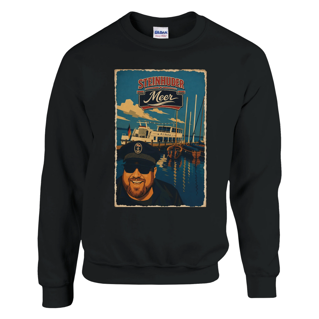 Pullover in Weiß mit Motiv „Kapitän an Bord“