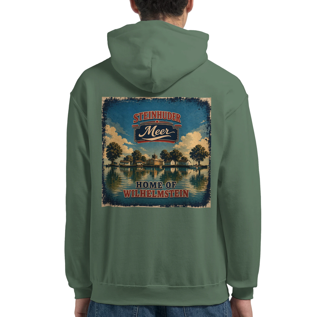Hoodie in Aschgrau mit Motiv „Insel Wilhelmstein“