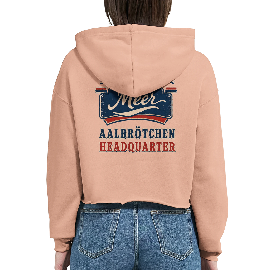 Damen-Hoodie in Pfirsich mit Motiv „Aalbrötchen“