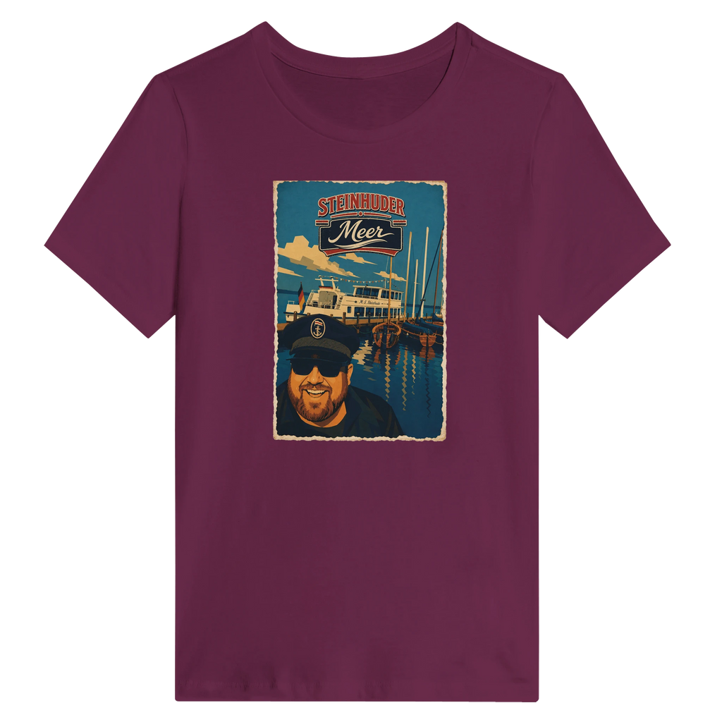 Damen-T-Shirt in Zitronengelb mit Motiv „Kapitän an Bord“