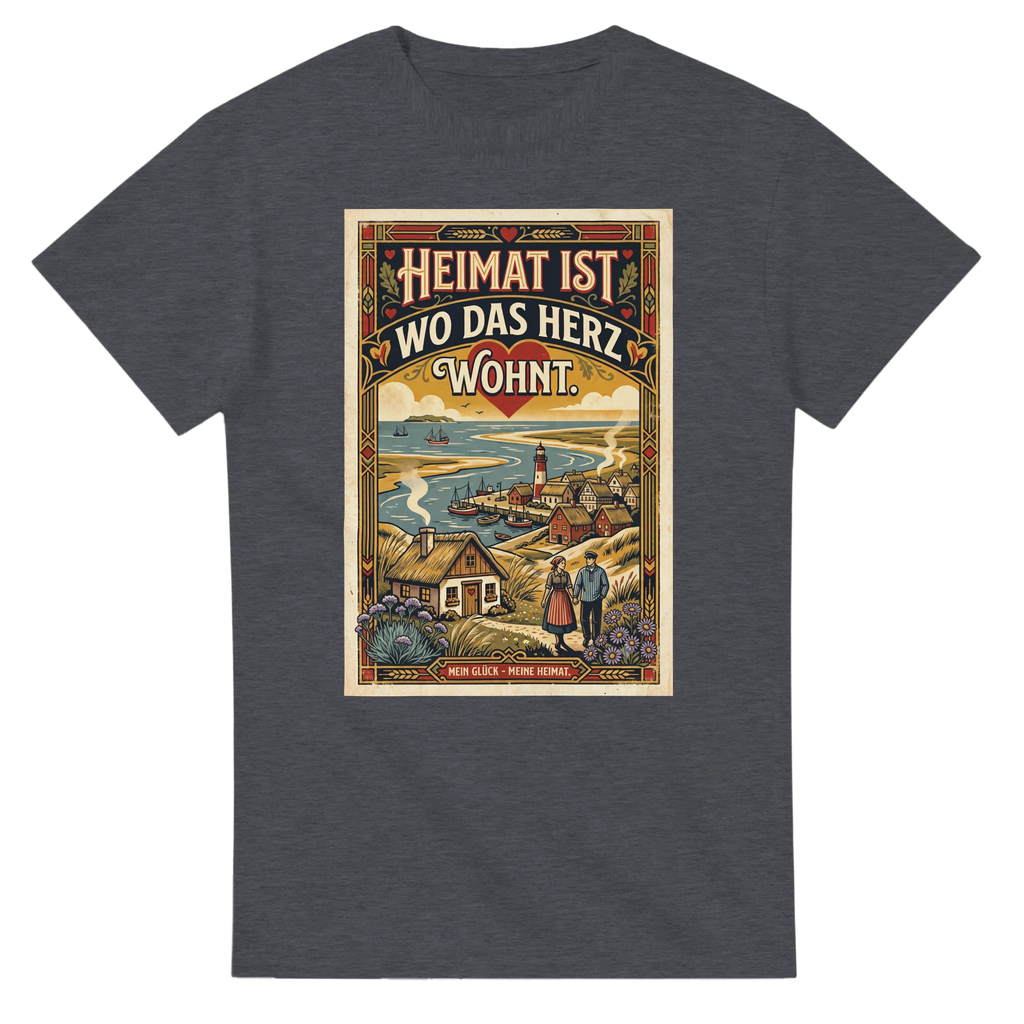 T-Shirt in Weiß mit Motiv „Heimat ist, wo das Herz wohnt“