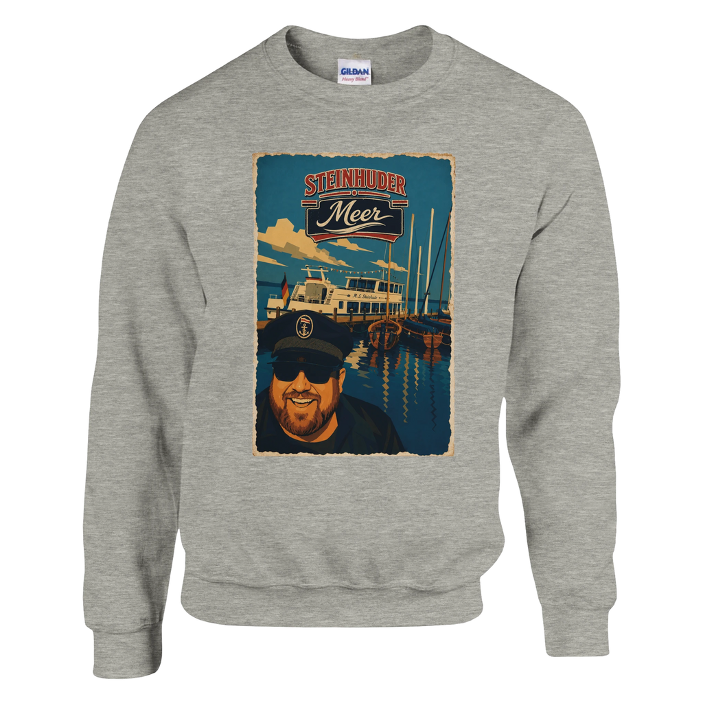 Pullover in Weiß mit Motiv „Kapitän an Bord“