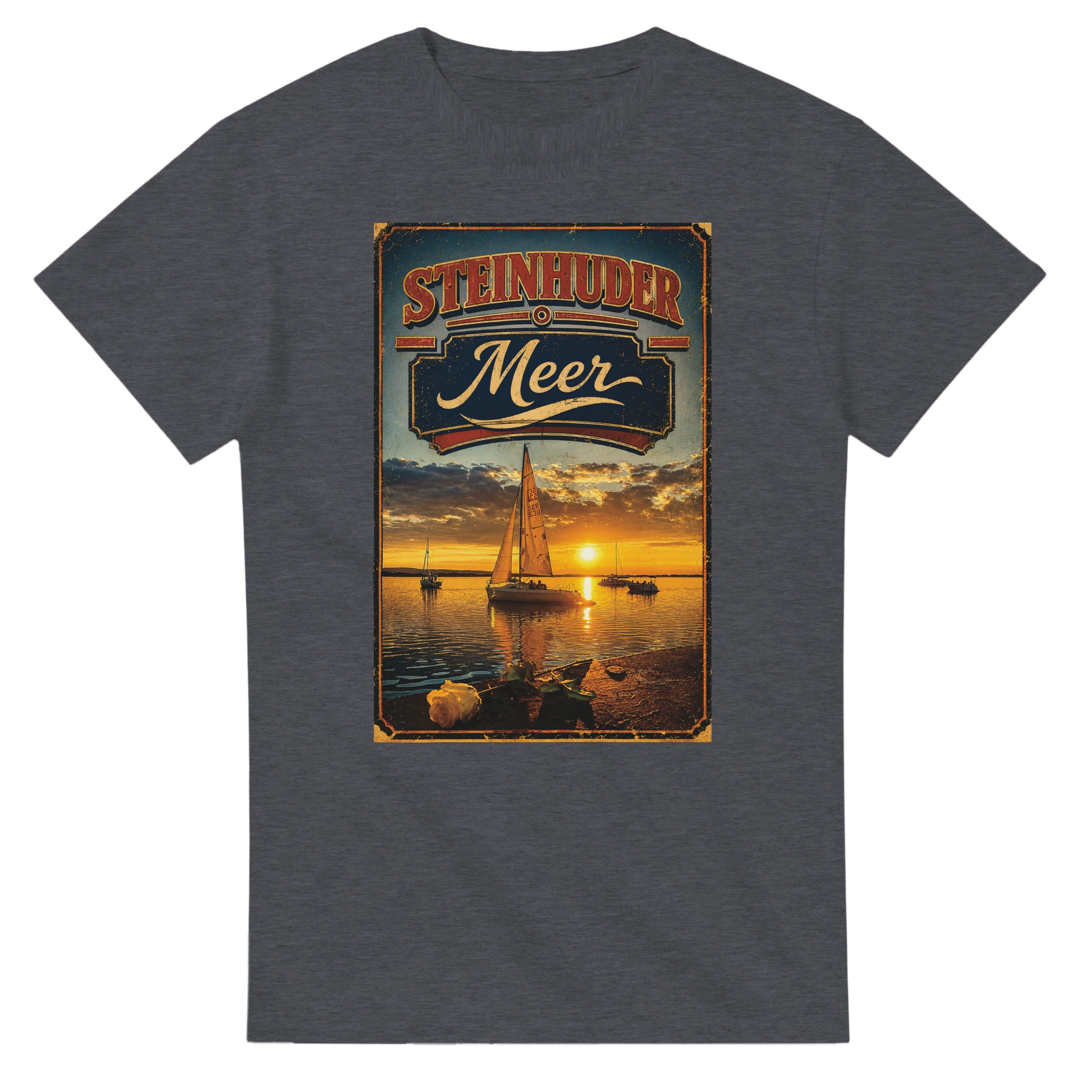 T-Shirt in Weiß mit Motiv „White Night am Wilhelmstein mit Sonnenuntergang“
