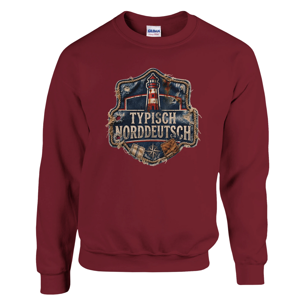 Pullover in Weiß mit Motiv „Typisch Norddeutsch“