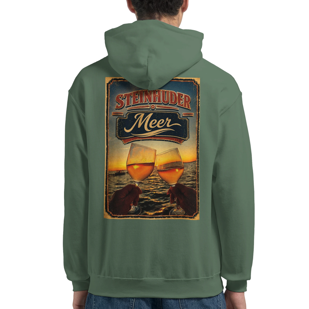Hoodie in Weiß mit Motiv „Stößchen bei Sunset“