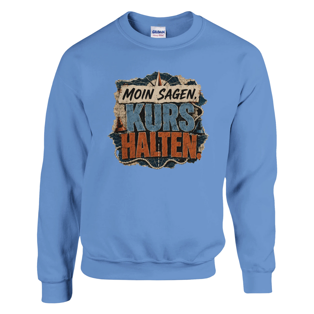 Pullover in Weiß mit Motiv „Moin sagen. Kurs halten.“