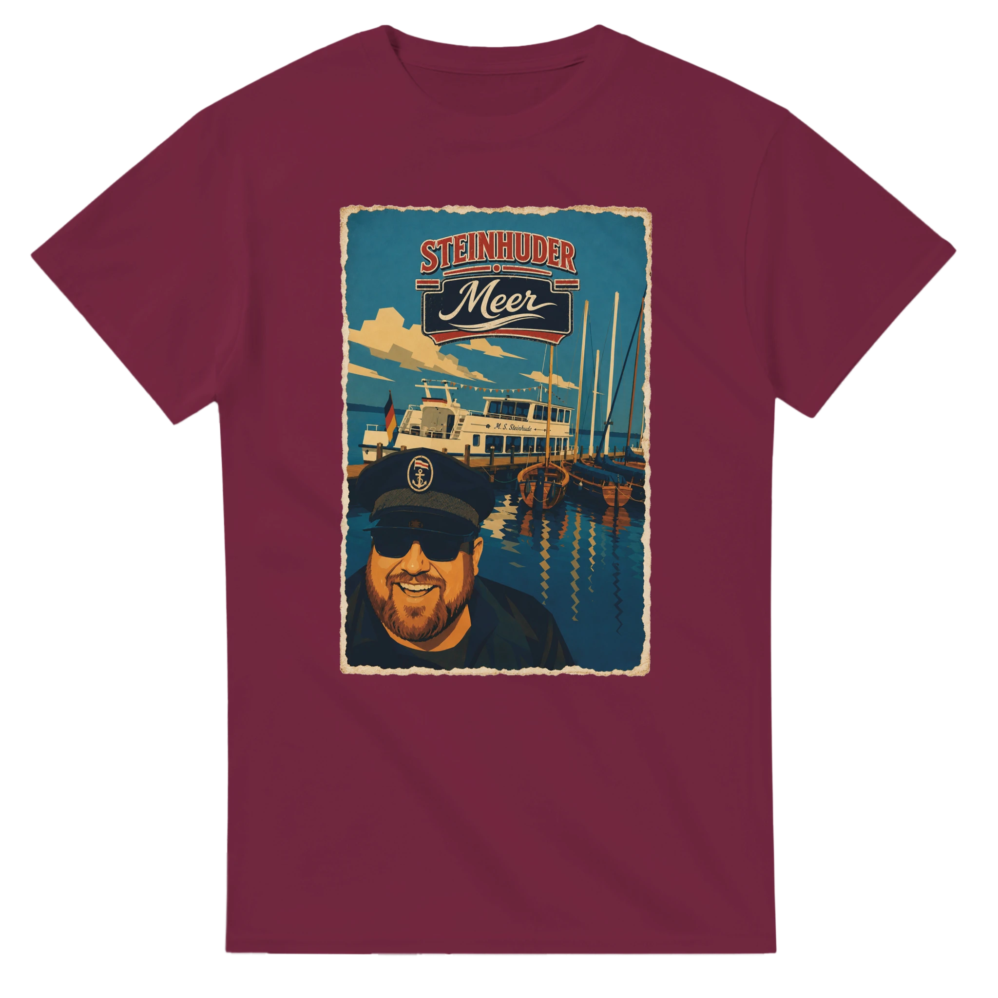 T-Shirt in Weiß mit Motiv „Kapitän an Bord“