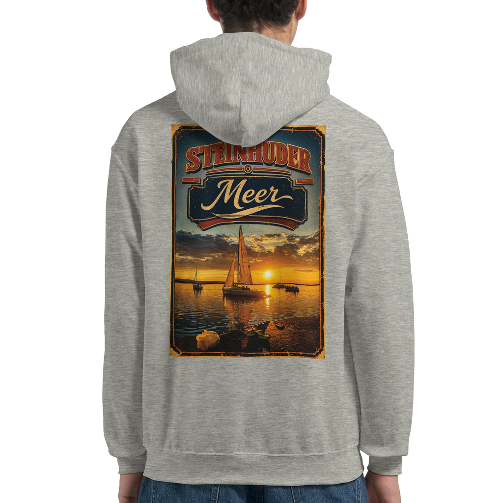 Hoodie in Weiß mit Motiv „White Night am Wilhelmstein im Sonnenuntergang“