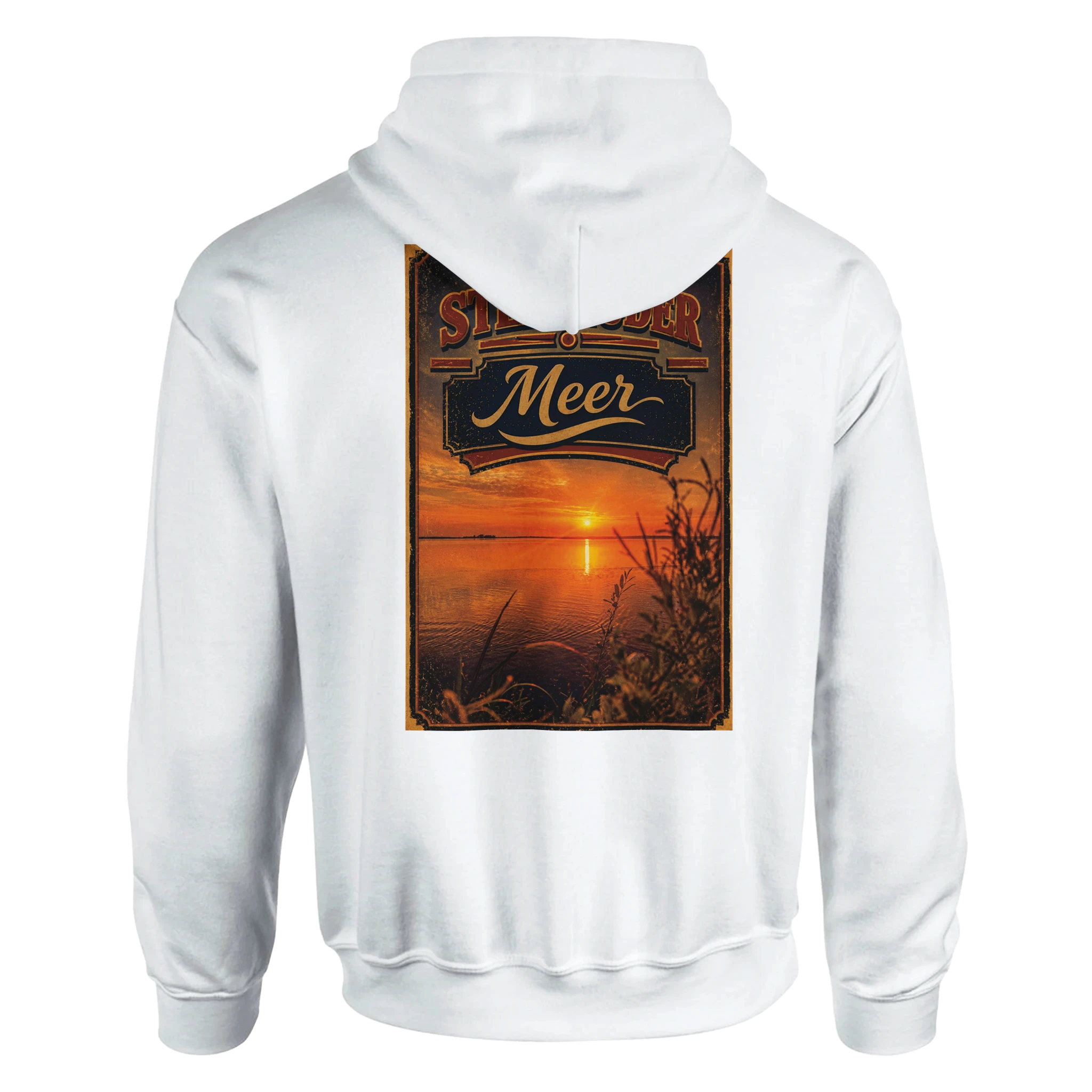 Hoodie in Aschgrau mit Motiv „Sunset am Steinhuder Meer“