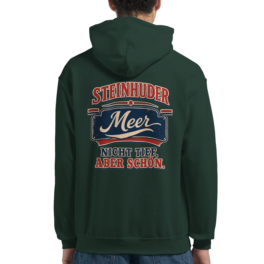 Hoodie in Aschgrau mit Motiv „Nicht tief, aber schön – HeimatLiebe“