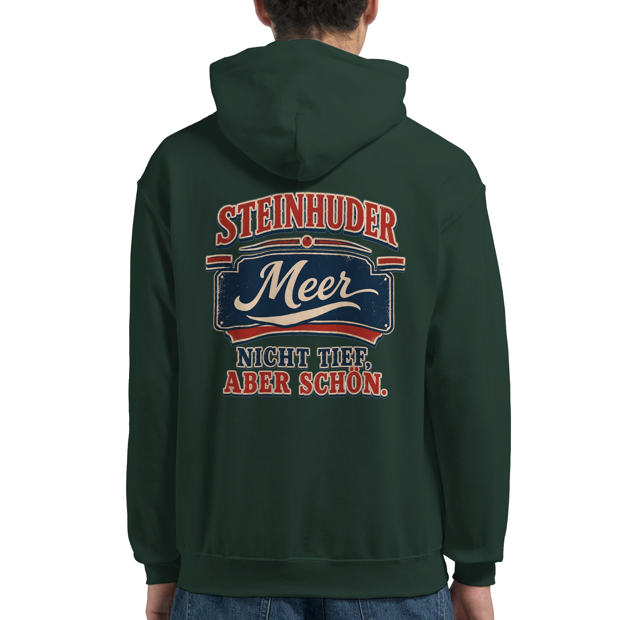 Hoodie in Aschgrau mit Motiv „Nicht tief, aber schön – HeimatLiebe“