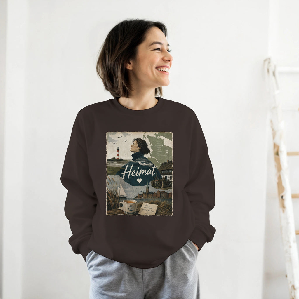 Pullover in Sand mit Motiv „Heimat mit Herz“