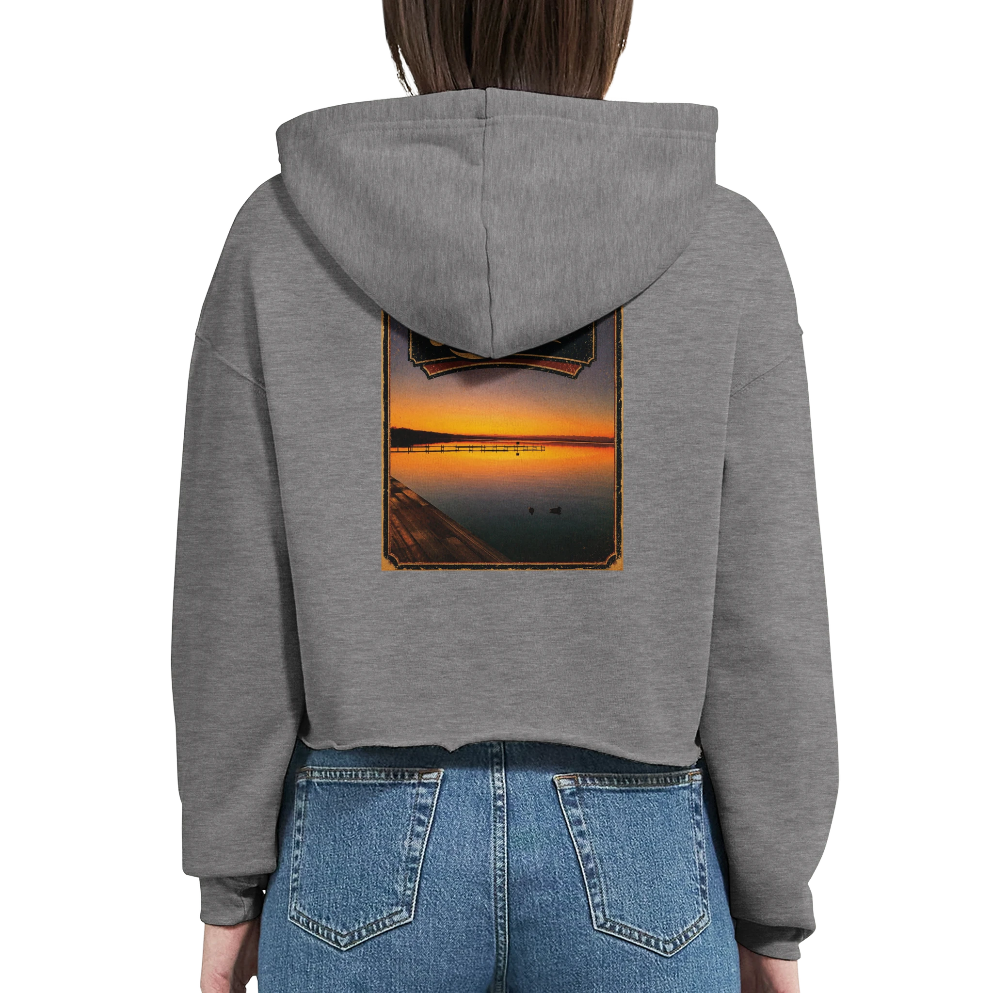 Damen-Hoodie in Weiß mit Motiv „Steg an der Planke“