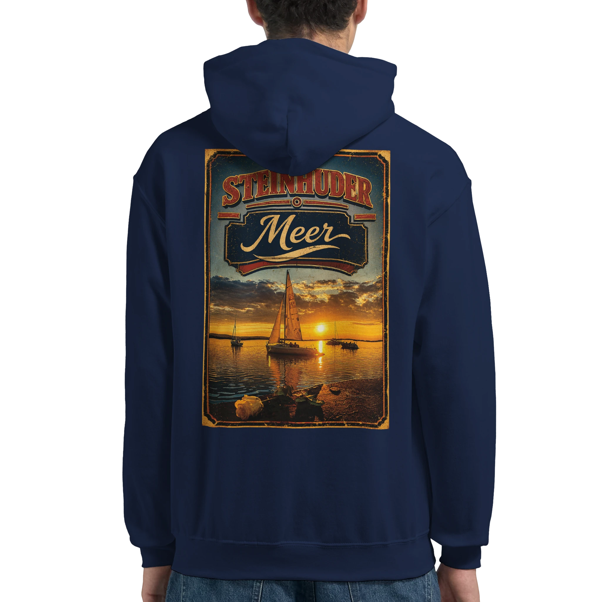 Hoodie in Weiß mit Motiv „White Night am Wilhelmstein im Sonnenuntergang“