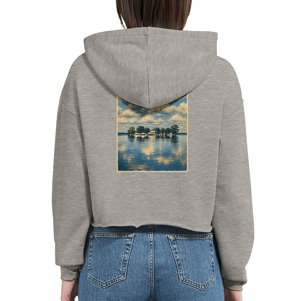 Damen-Hoodie in Weiß mit Motiv „Wilhelmstein im Steinhuder Meer“