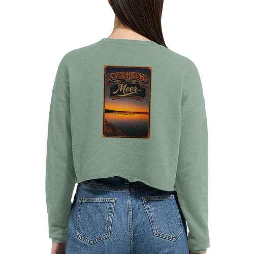Damen-Pullover in Staubblau mit Motiv „Steg an der Planke“
