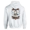 Hoodie in Weiß mit Motiv „Wind im Gesicht. Heimat im Herzen. Möwe“