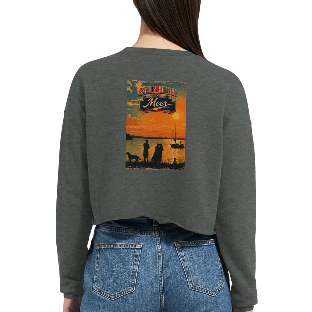 Damen-Pullover in Staubblau mit Motiv „Familie beim Sunset“