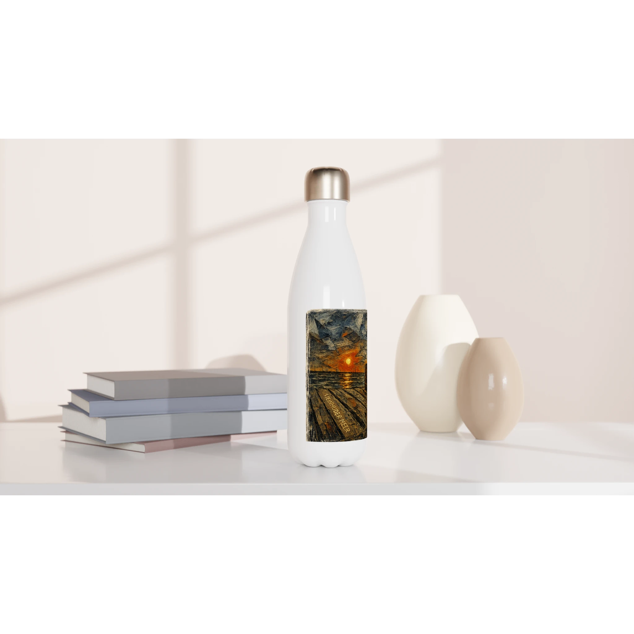 Weiße Edelstahl-Wasserflasche, 17 oz