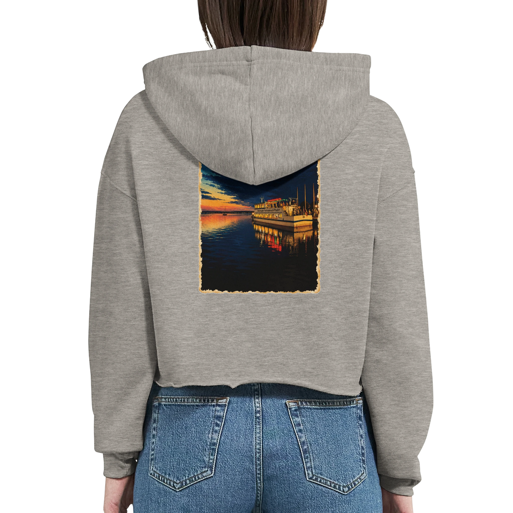 Damen-Hoodie in Weiß mit Motiv „MS Steinhude Abendstimmung“